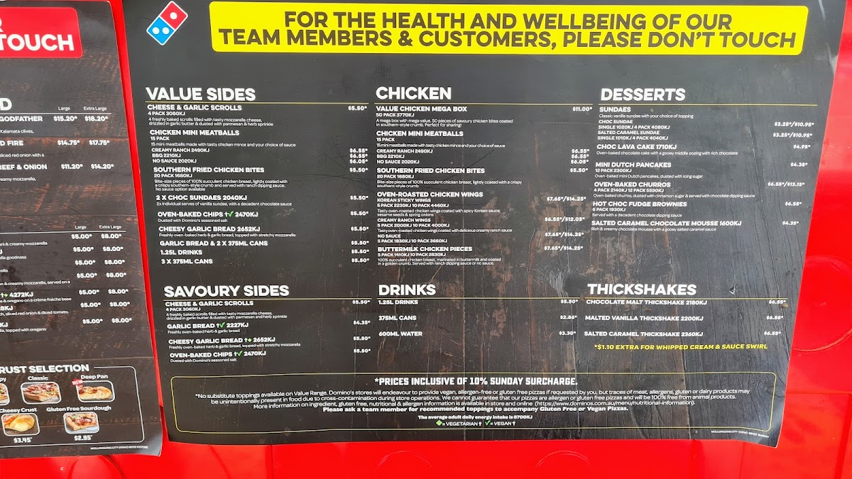 Menu Domino's Pizza Wollongong City-1